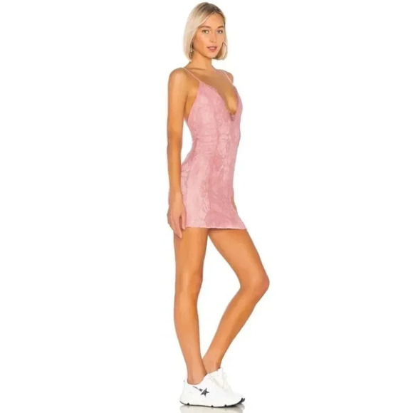 NWT Revolve H:ours Luzetta Lace Mini Dress Slip Short Pink Medium - Picture 4 of 12